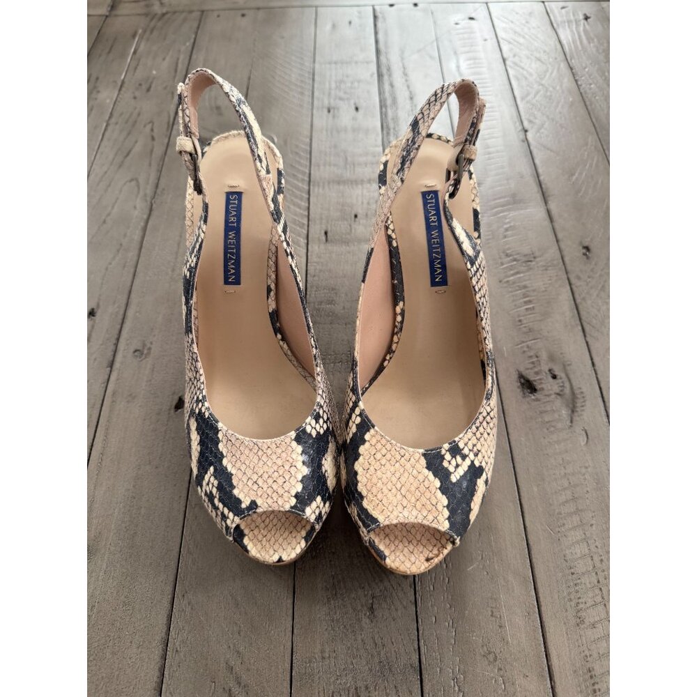 Stuart Weitzman Jean Snake Python Leather Slingba… - image 3